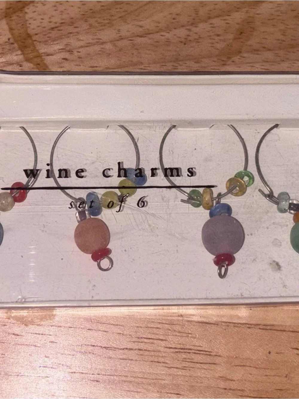 Pier 1 Pastel Beaded Wine Charms in Pink, Lavender, Blue, Green, Yellow, Peach